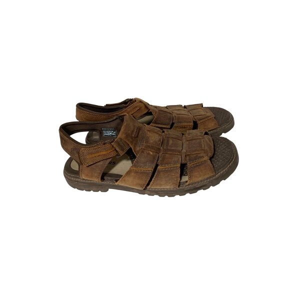Skechers Mens Size 13 Leather Brown Sandals Fisherman Jesus 60059 F-50 Hook & Lo